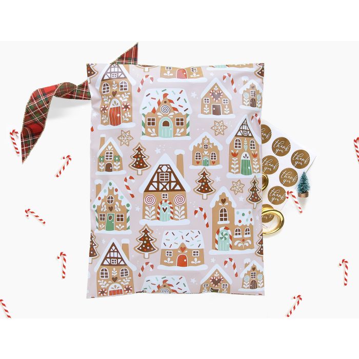 Gingerbread Village Poly Mailers