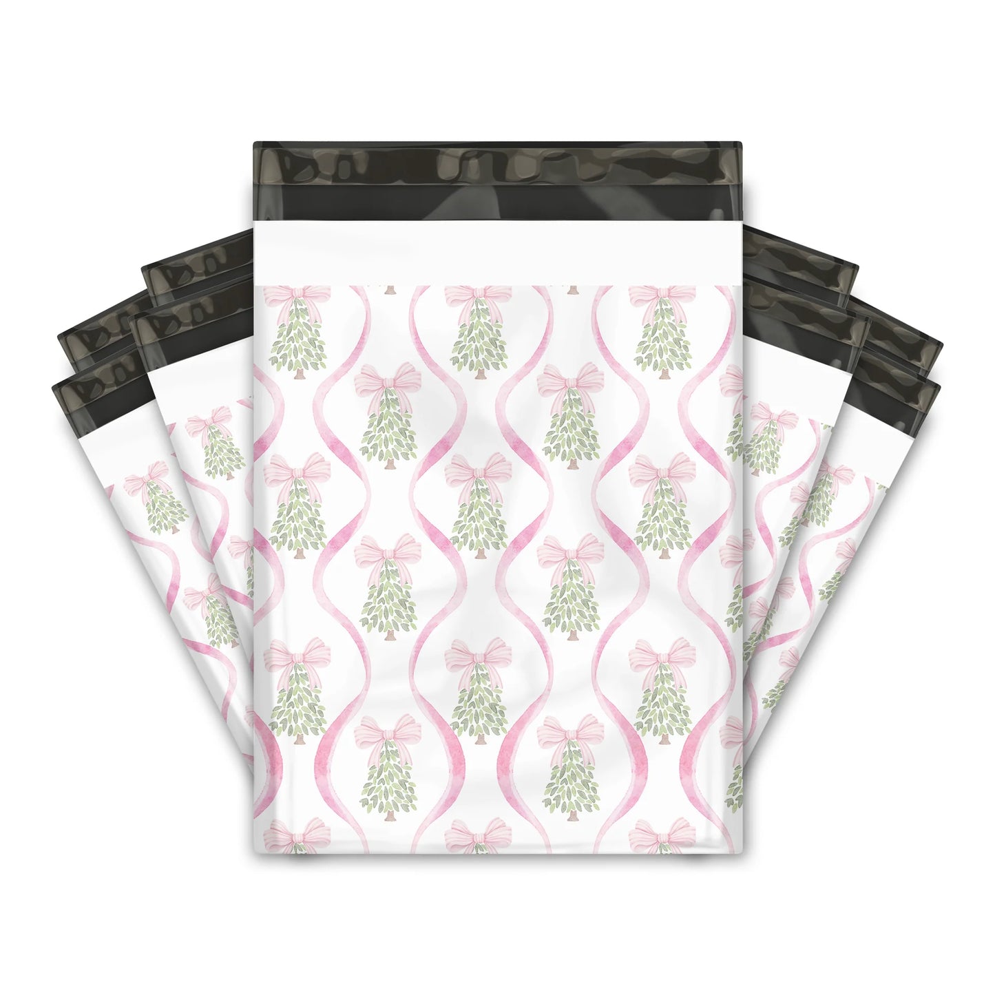 Pink Bow Christmas Tree Poly Mailers
