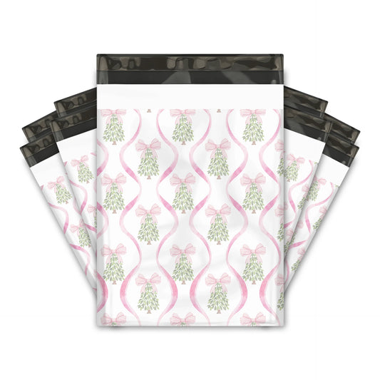 Pink Bow Christmas Tree Poly Mailers