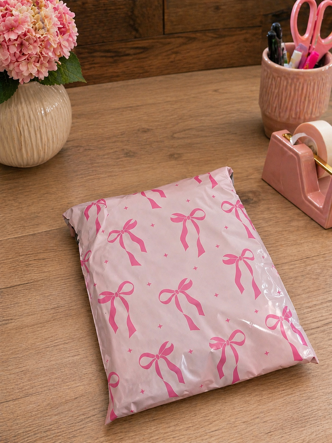 Pink Bow Poly Mailers 10x13