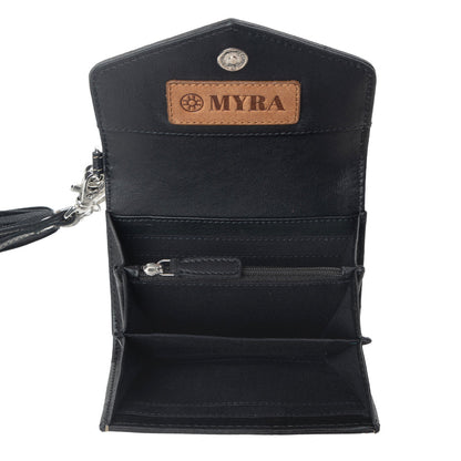 Myra Elise Handtooled Leather Wallet in Dark Mist