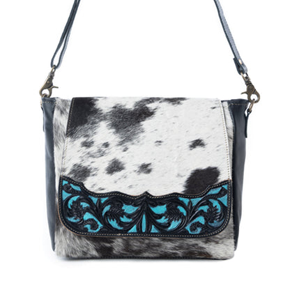 Myra Sagebrush Vale Hairon Leather Concealed Carry Bag in Onyx Frost