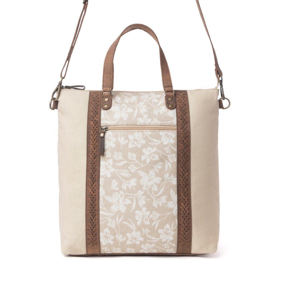 Myra Sunfield Haven Cotton & Leather Tote Bag in Timber Cream