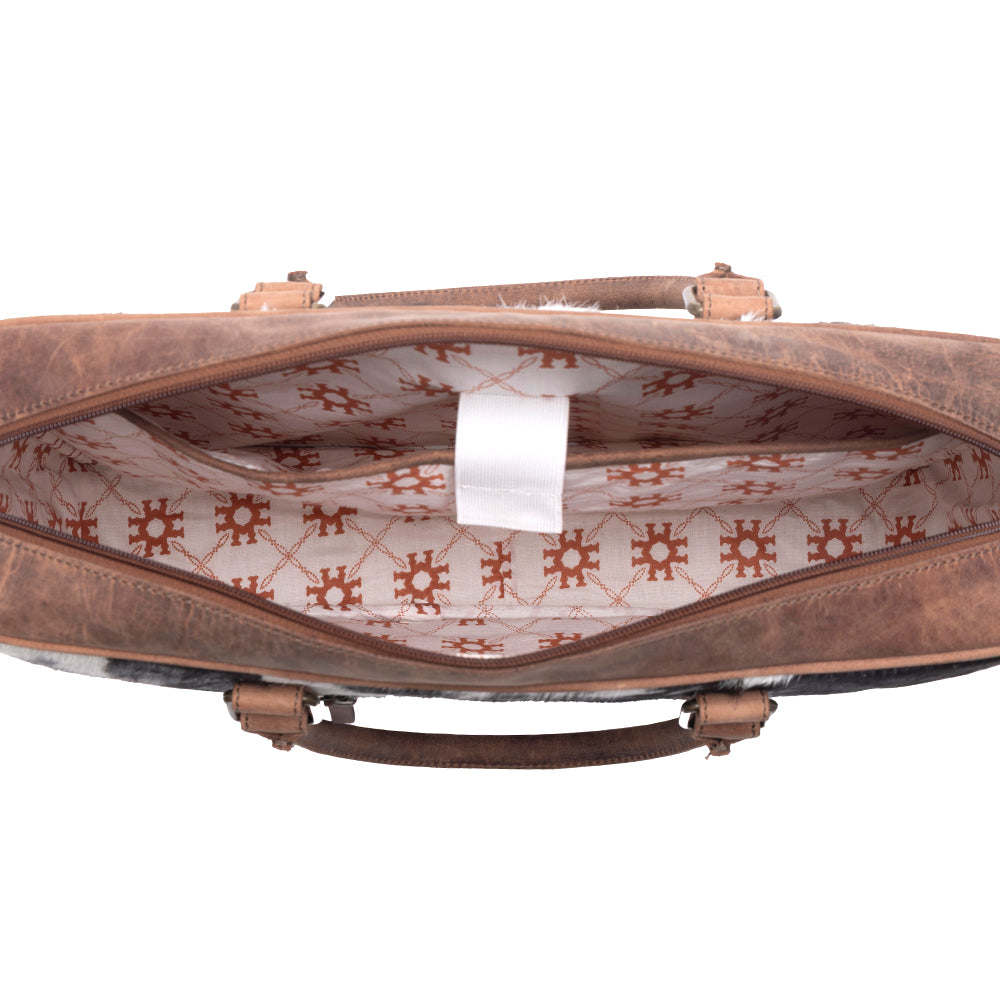 Myra Ironpeak Hairon Leather Laptop Bag in Coal Snow